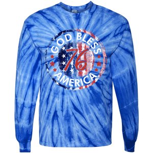 God Bless America The Spirit 76 American Flag 4th Of July Gift Tie-Dye Long Sleeve Shirt