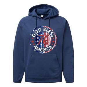 God Bless America The Spirit 76 American Flag 4th Of July Gift Performance Fleece Hoodie