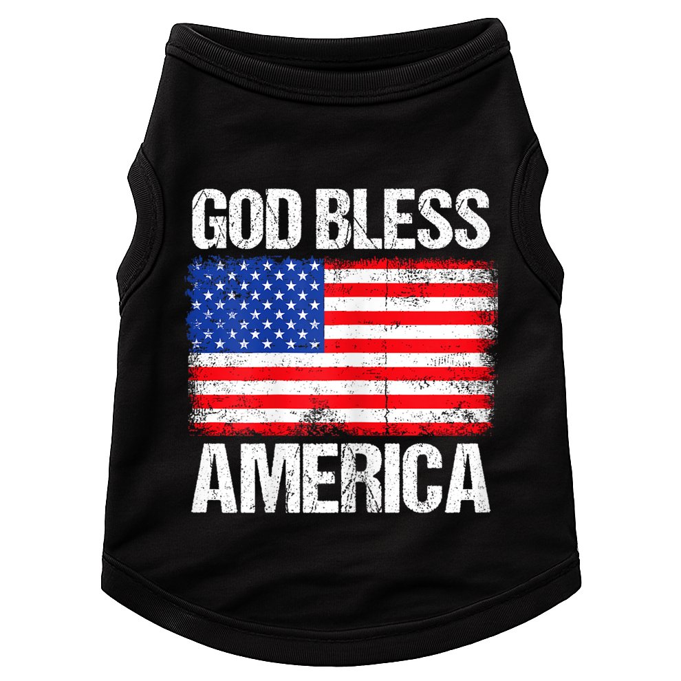 God Bless America Patriotic Happy 4th Of July Doggie Tank