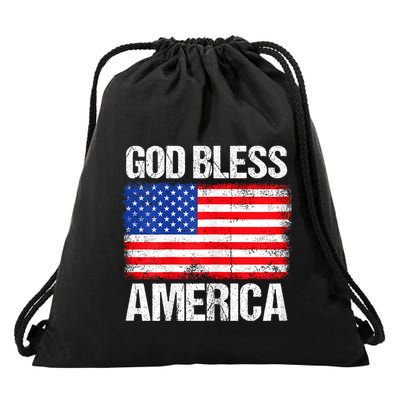 God Bless America Patriotic Happy 4th Of July Drawstring Bag