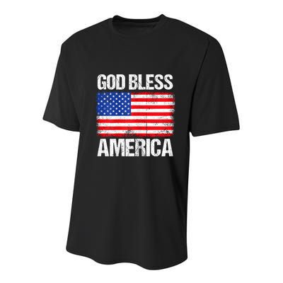 God Bless America Patriotic Happy 4th Of July Youth Performance Sprint T-Shirt
