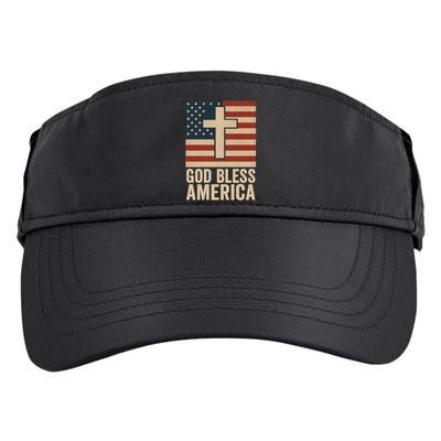God Bless America Vintage Cross American Flag Adult Drive Performance Visor
