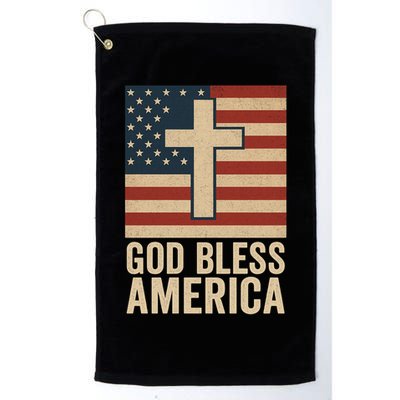 God Bless America Vintage Cross American Flag Golf Towel