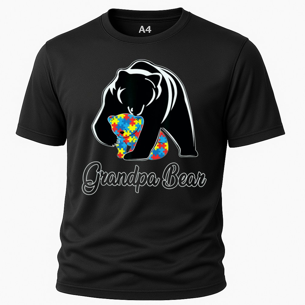 Grandpa Bear Autism Awareness Autism Dad Grandpa Papa Cooling Performance Crew T-Shirt