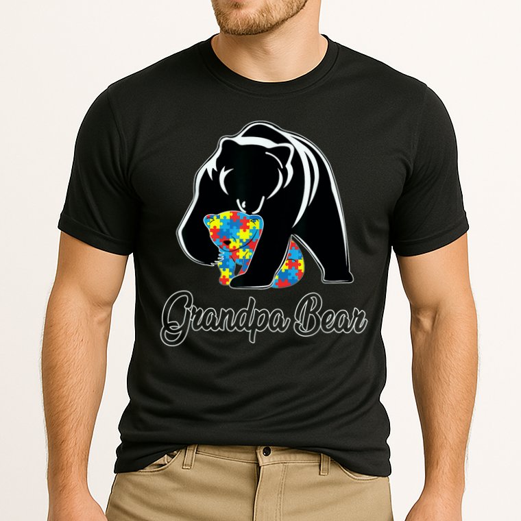 Grandpa Bear Autism Awareness Autism Dad Grandpa Papa Cooling Performance Crew T-Shirt