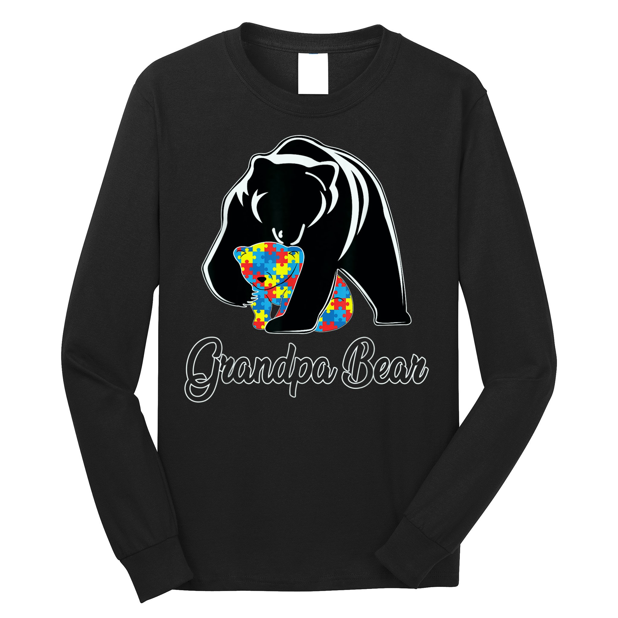 Grandpa Bear Autism Awareness Autism Dad Grandpa Papa Long Sleeve Shirt