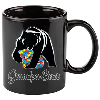 Grandpa Bear Autism Awareness Autism Dad Grandpa Papa 11oz C Handle Ceramic Mug