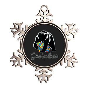 Grandpa Bear Autism Awareness Autism Dad Grandpa Papa Metallic Star Ornament