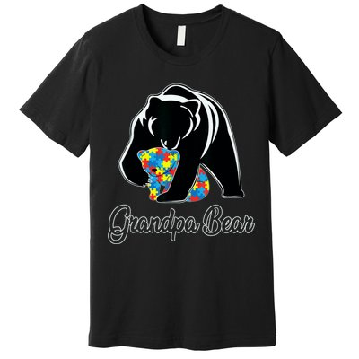 Grandpa Bear Autism Awareness Autism Dad Grandpa Papa Premium T-Shirt