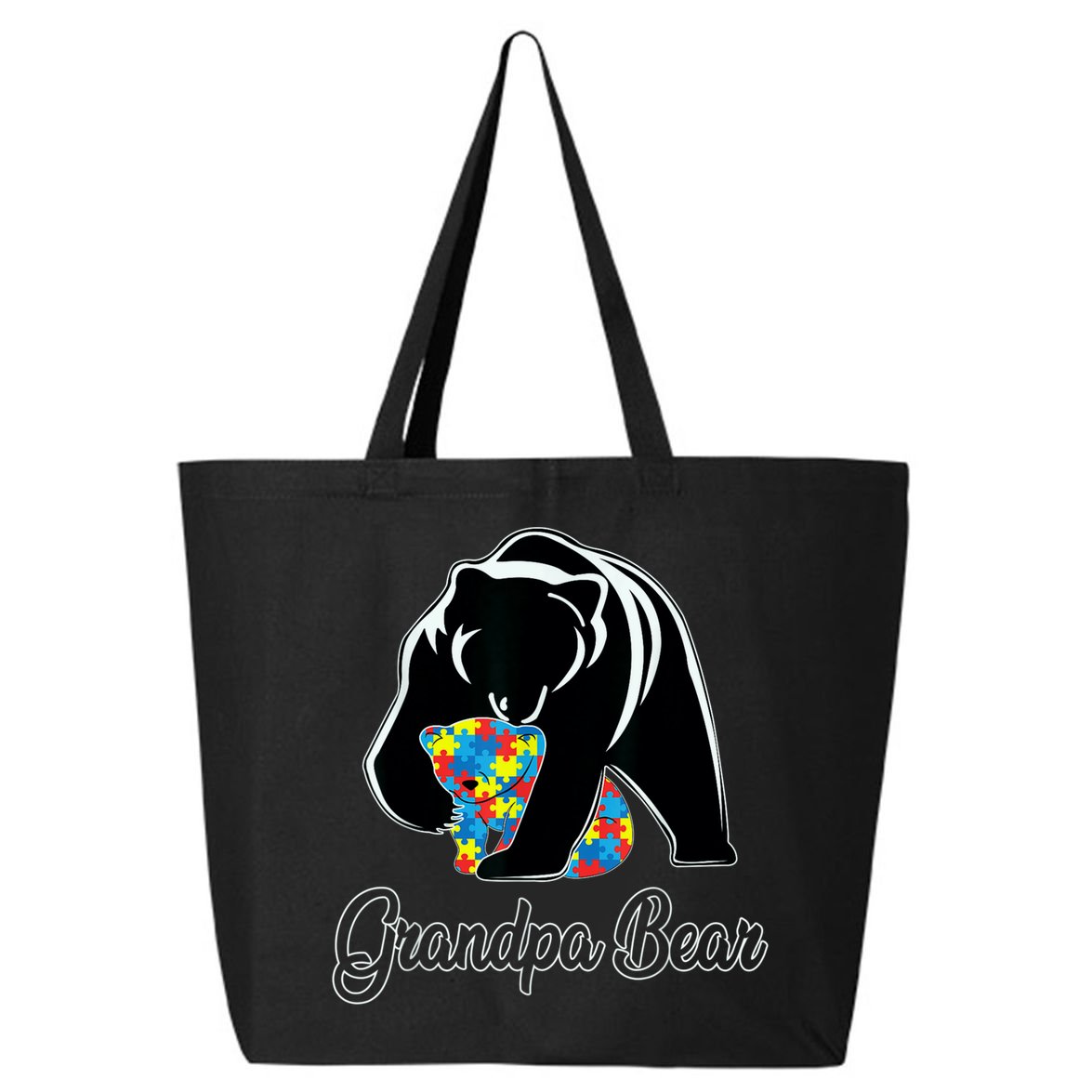Grandpa Bear Autism Awareness Autism Dad Grandpa Papa 25L Jumbo Tote