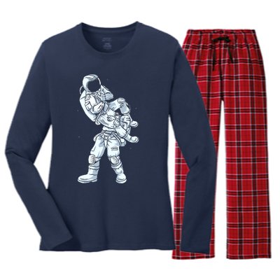 Galaxy BJJ Astronaut Tee Flying Armbar JiuJitsu Women's Long Sleeve Flannel Pajama Set 