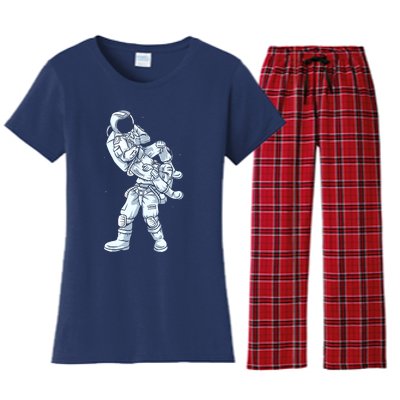 Galaxy BJJ Astronaut Tee Flying Armbar JiuJitsu Women's Flannel Pajama Set