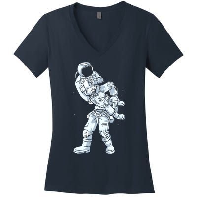 Galaxy BJJ Astronaut Tee Flying Armbar JiuJitsu Women's V-Neck T-Shirt