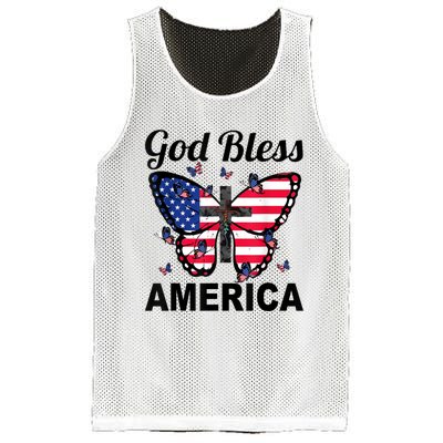 God Bless America Butterfly 4th Of July Jesus Christian Mesh Reversible Basketball Jersey Tank