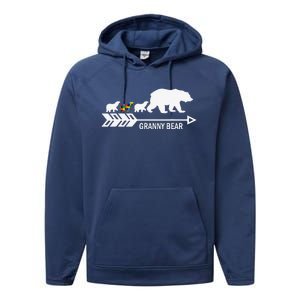 Granny Bear Autism Awareness Autism Granny Tees Performance Fleece Hoodie