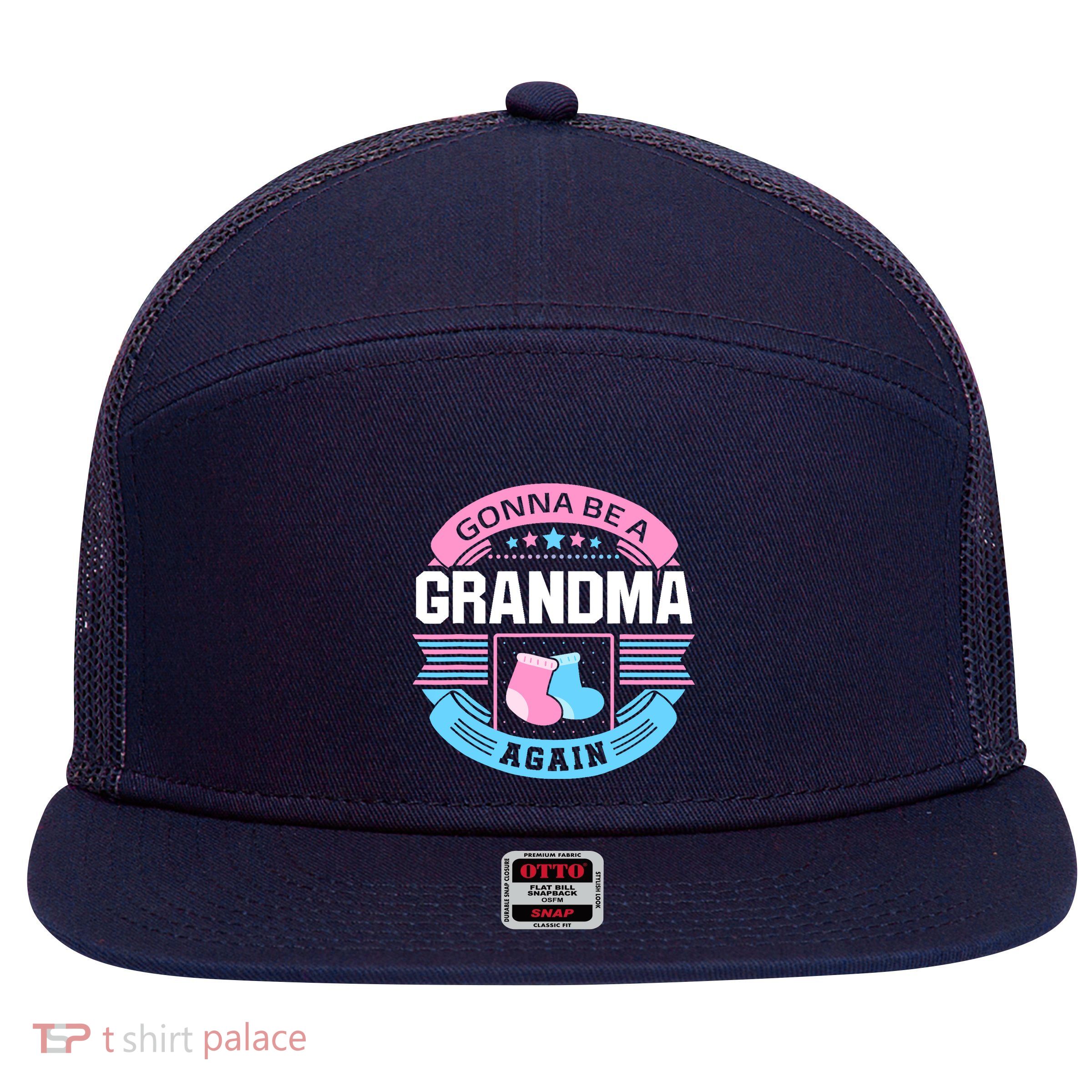 Gonna Be A Grandma Again Second Time Grandma Gifts Cute 7 Panel Mesh Trucker Snapback Hat