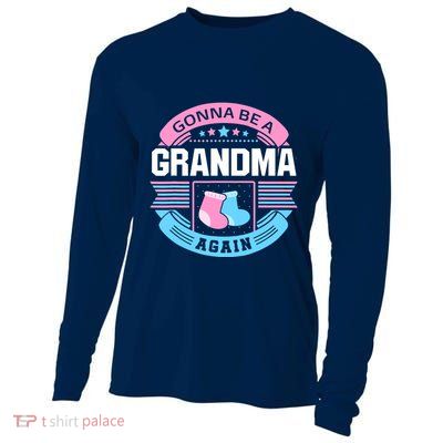 Gonna Be A Grandma Again Second Time Grandma Gifts Cute Cooling Performance Long Sleeve Crew