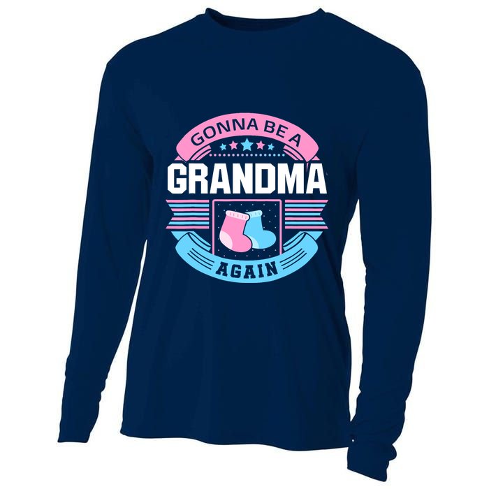Gonna Be A Grandma Again Second Time Grandma Gifts Cute Cooling Performance Long Sleeve Crew
