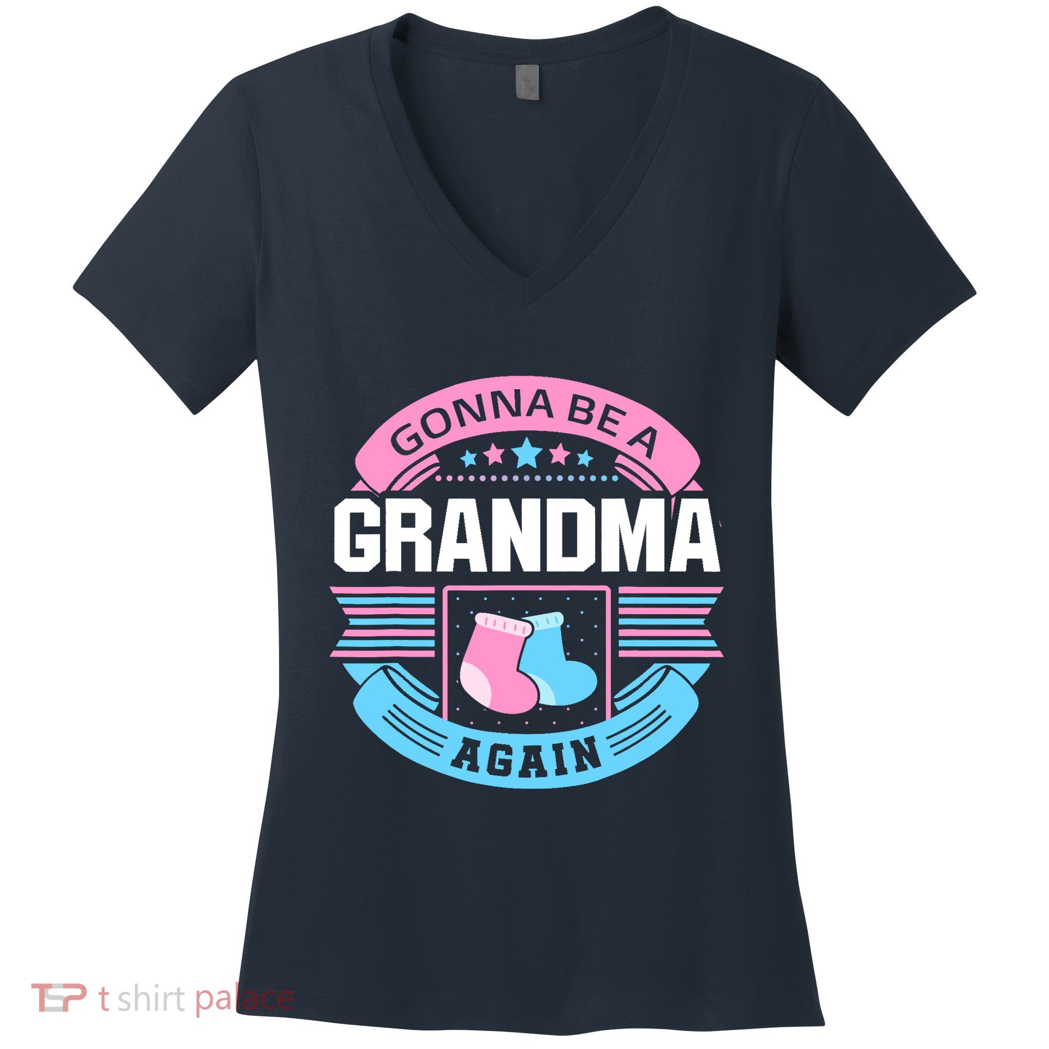 Gonna Be A Grandma Again Second Time Grandma Gifts Cute Women's V-Neck T-Shirt