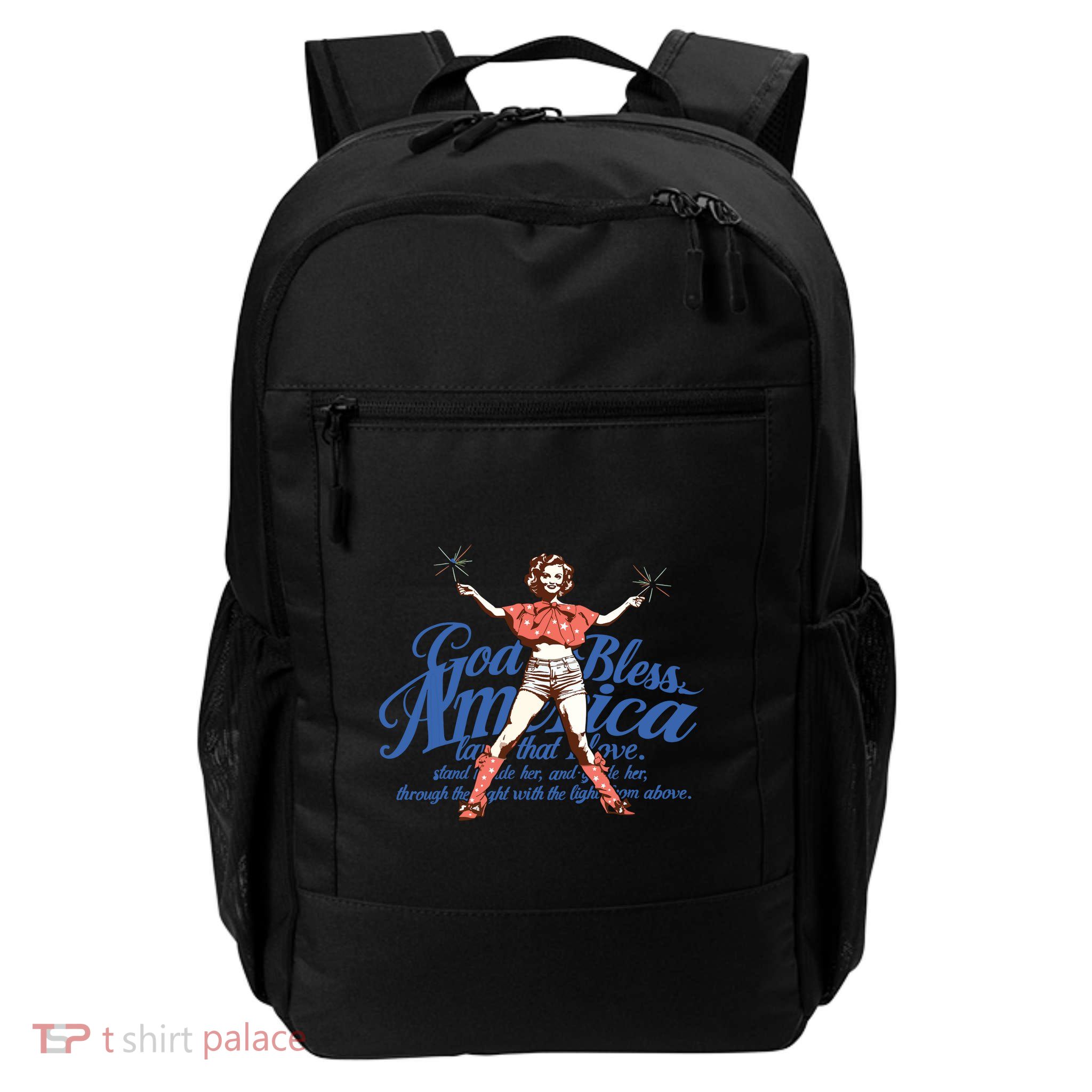 God Bless America Vintage 4th Of July Pinup Coquette Bow Backpack