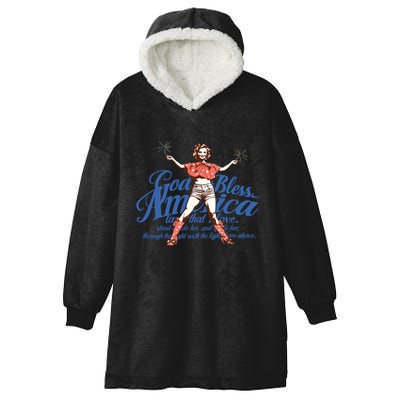 God Bless America Vintage 4th Of July Pinup Coquette Bow Hooded Wearable Blanket