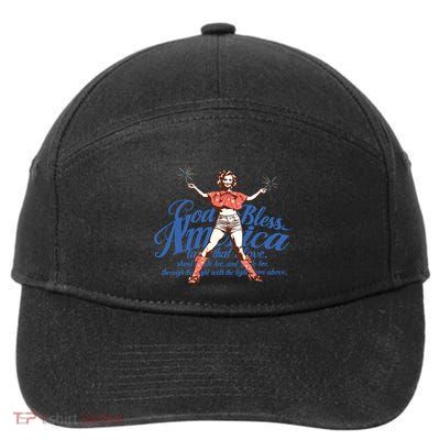 God Bless America Vintage 4th Of July Pinup Coquette Bow 7-Panel Snapback Hat