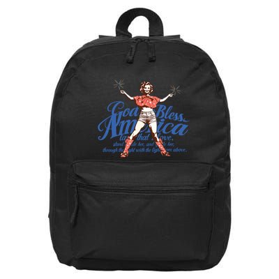 God Bless America Vintage 4th Of July Pinup Coquette Bow 16 in Basic Backpack