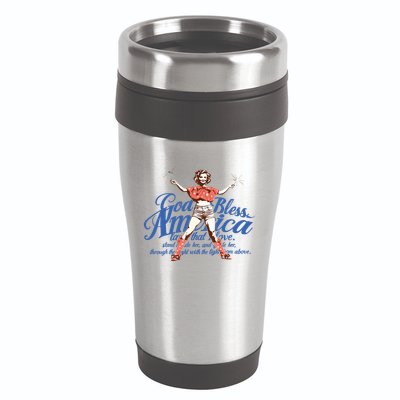God Bless America Vintage 4th Of July Pinup Coquette Bow 16oz Travel Tumbler