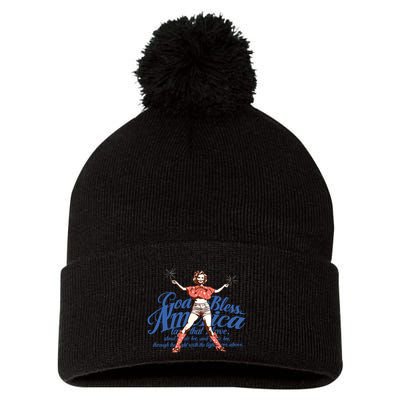 God Bless America Vintage 4th Of July Pinup Coquette Bow Pom Pom 12in Knit Beanie