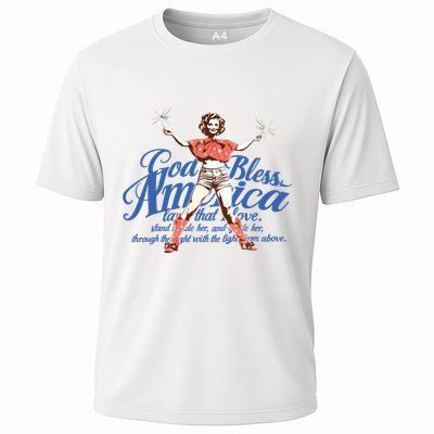 God Bless America Vintage 4th Of July Pinup Coquette Bow Performance Shirt