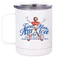 God Bless America Vintage 4th Of July Pinup Coquette Bow 12 oz Stainless Steel Tumbler Cup