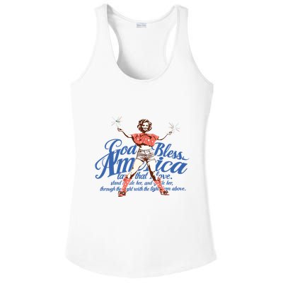 God Bless America Vintage 4th Of July Pinup Coquette Bow Ladies PosiCharge Competitor Racerback Tank