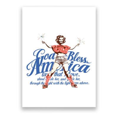 God Bless America Vintage 4th Of July Pinup Coquette Bow Poster