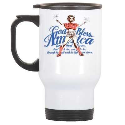 God Bless America Vintage 4th Of July Pinup Coquette Bow Stainless Steel Travel Mug