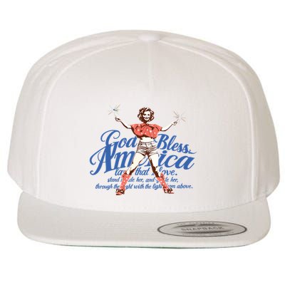 God Bless America Vintage 4th Of July Pinup Coquette Bow Wool Snapback Cap