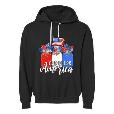 God Bless America Mason Jar Christian Garment-Dyed Fleece Hoodie