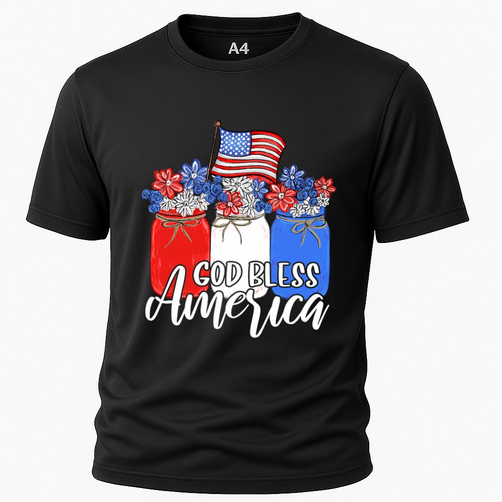 God Bless America Mason Jar Christian Cooling Performance Crew T-Shirt