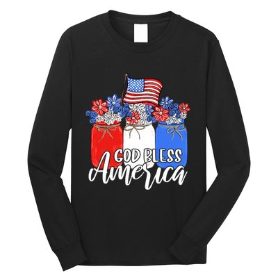 God Bless America Mason Jar Christian Long Sleeve Shirt