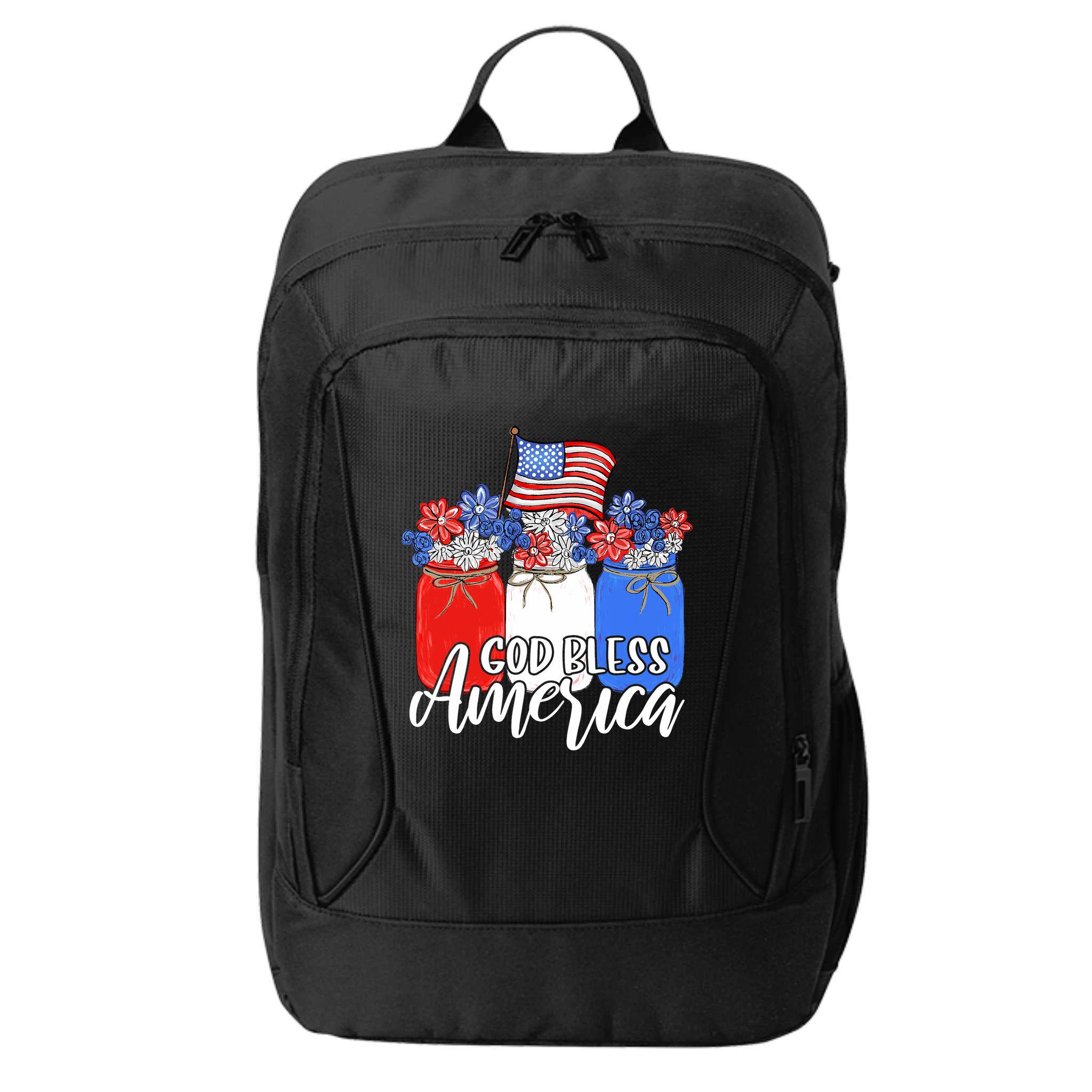 God Bless America Mason Jar Christian City Backpack