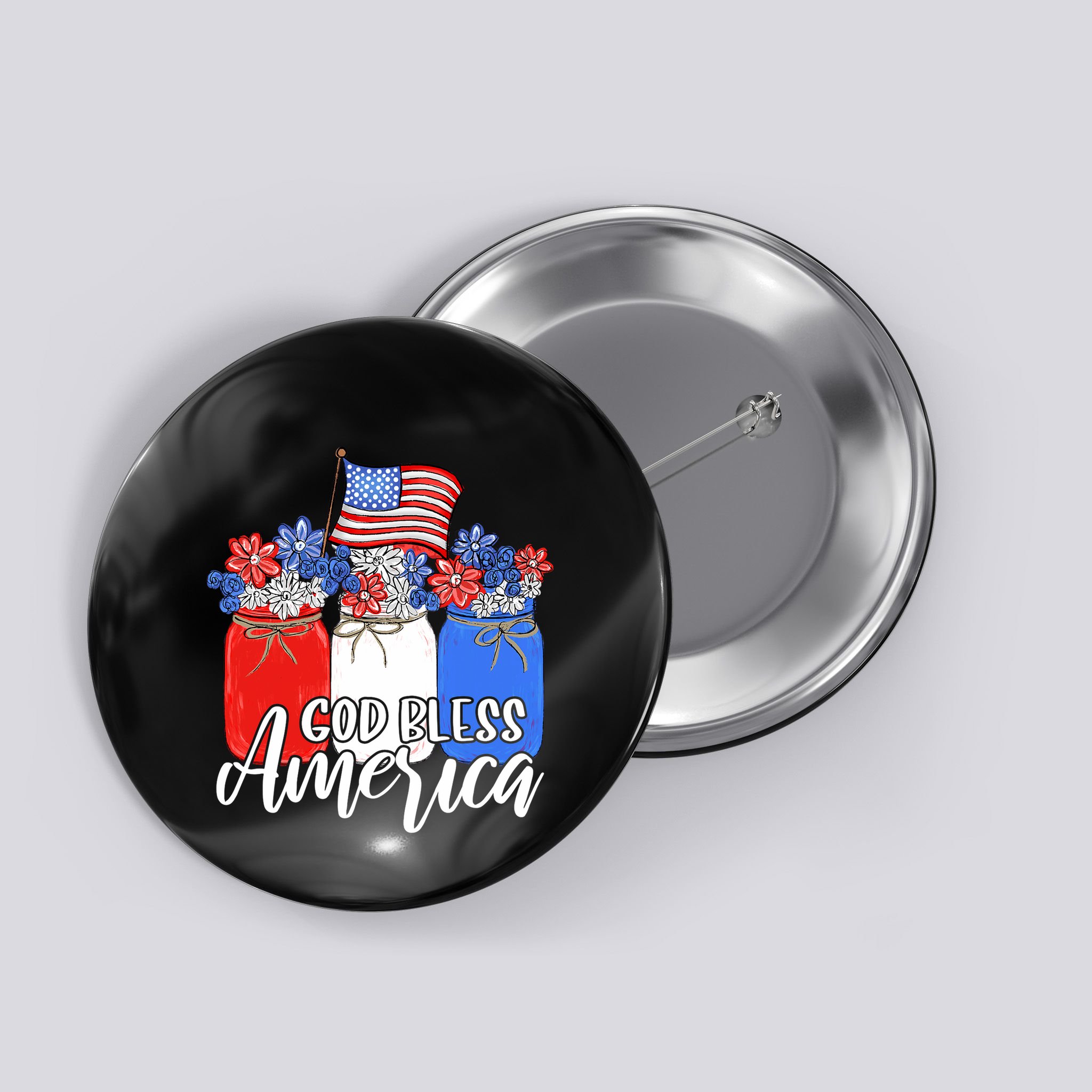 God Bless America Mason Jar Christian Button