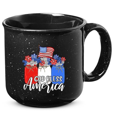 God Bless America Mason Jar Christian 15oz Campfire Ceramic Mug