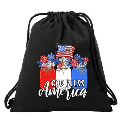 God Bless America Mason Jar Christian Drawstring Bag