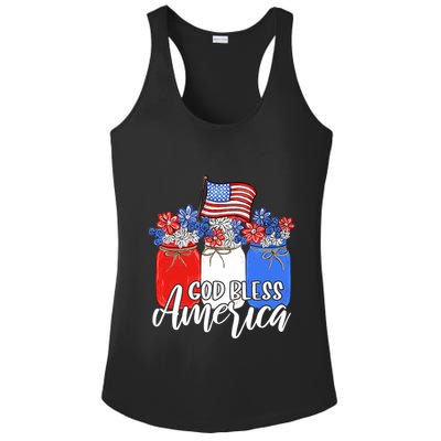 God Bless America Mason Jar Christian Ladies PosiCharge Competitor Racerback Tank