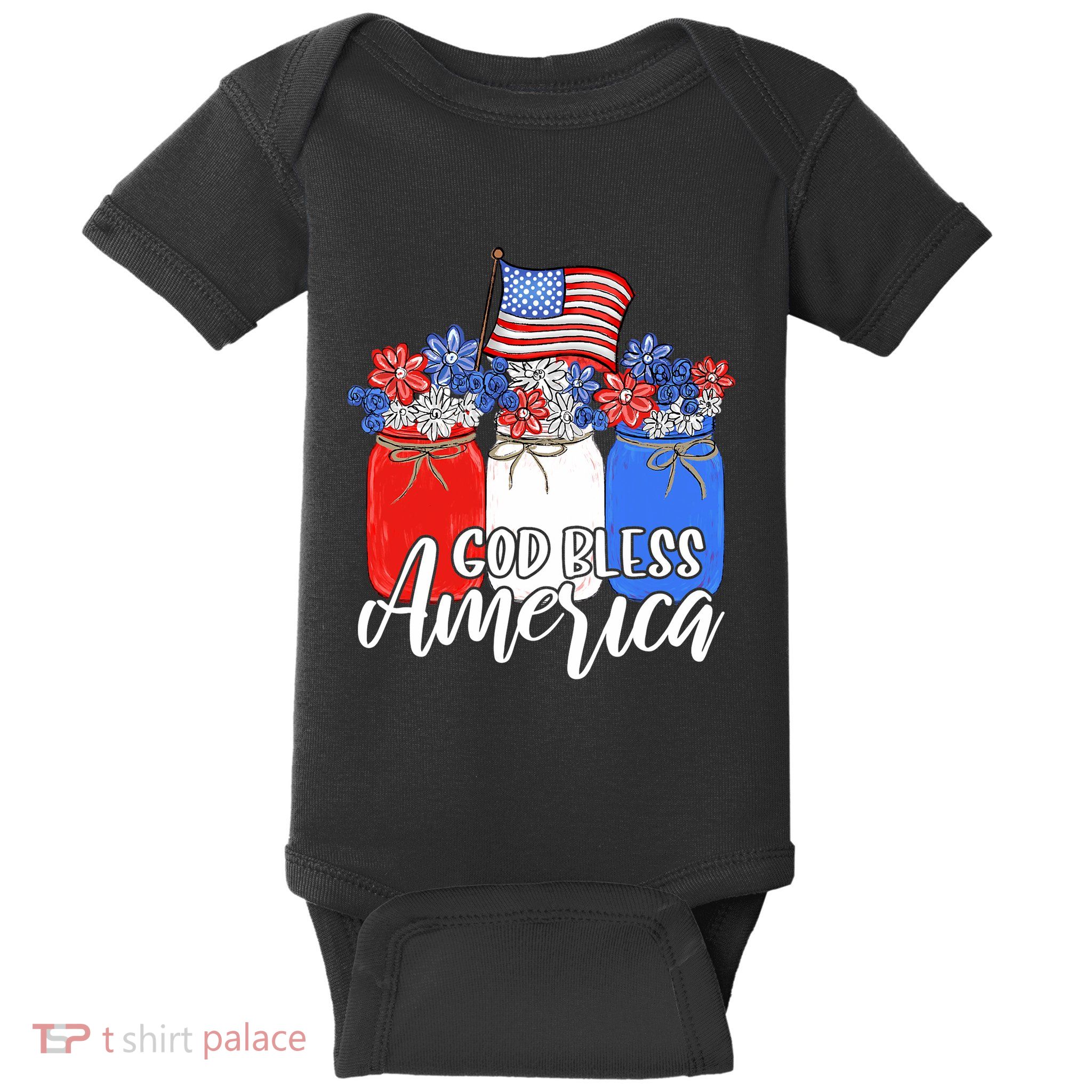 God Bless America Mason Jar Christian Baby Bodysuit