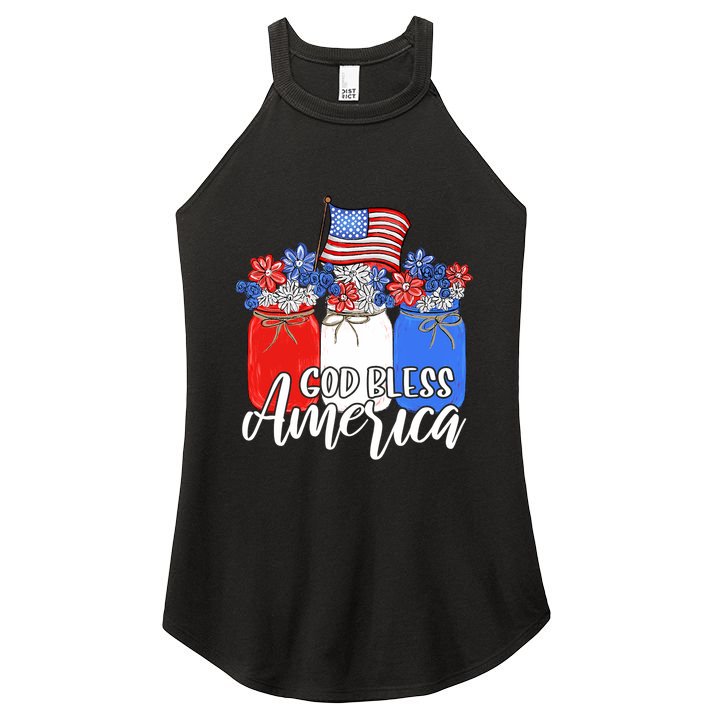 God Bless America Mason Jar Christian Women's Perfect Tri Rocker Tank