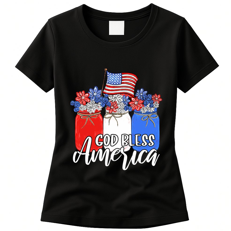 God Bless America Mason Jar Christian Womens T-Shirt