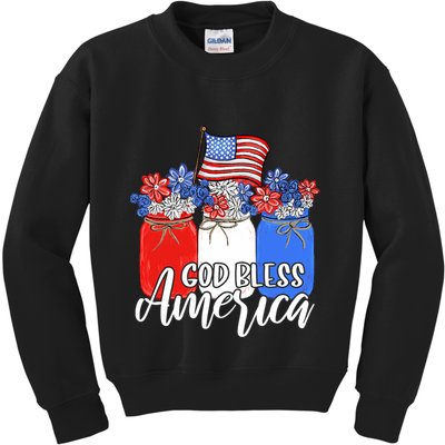 God Bless America Mason Jar Christian Kids Sweatshirt