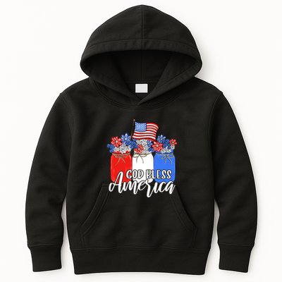 God Bless America Mason Jar Christian Kids Hoodie