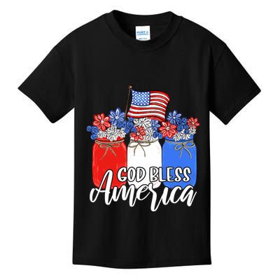 God Bless America Mason Jar Christian Kids T-Shirt
