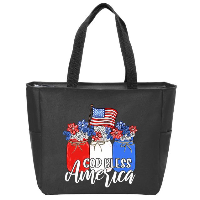 God Bless America Mason Jar Christian Zip Tote Bag